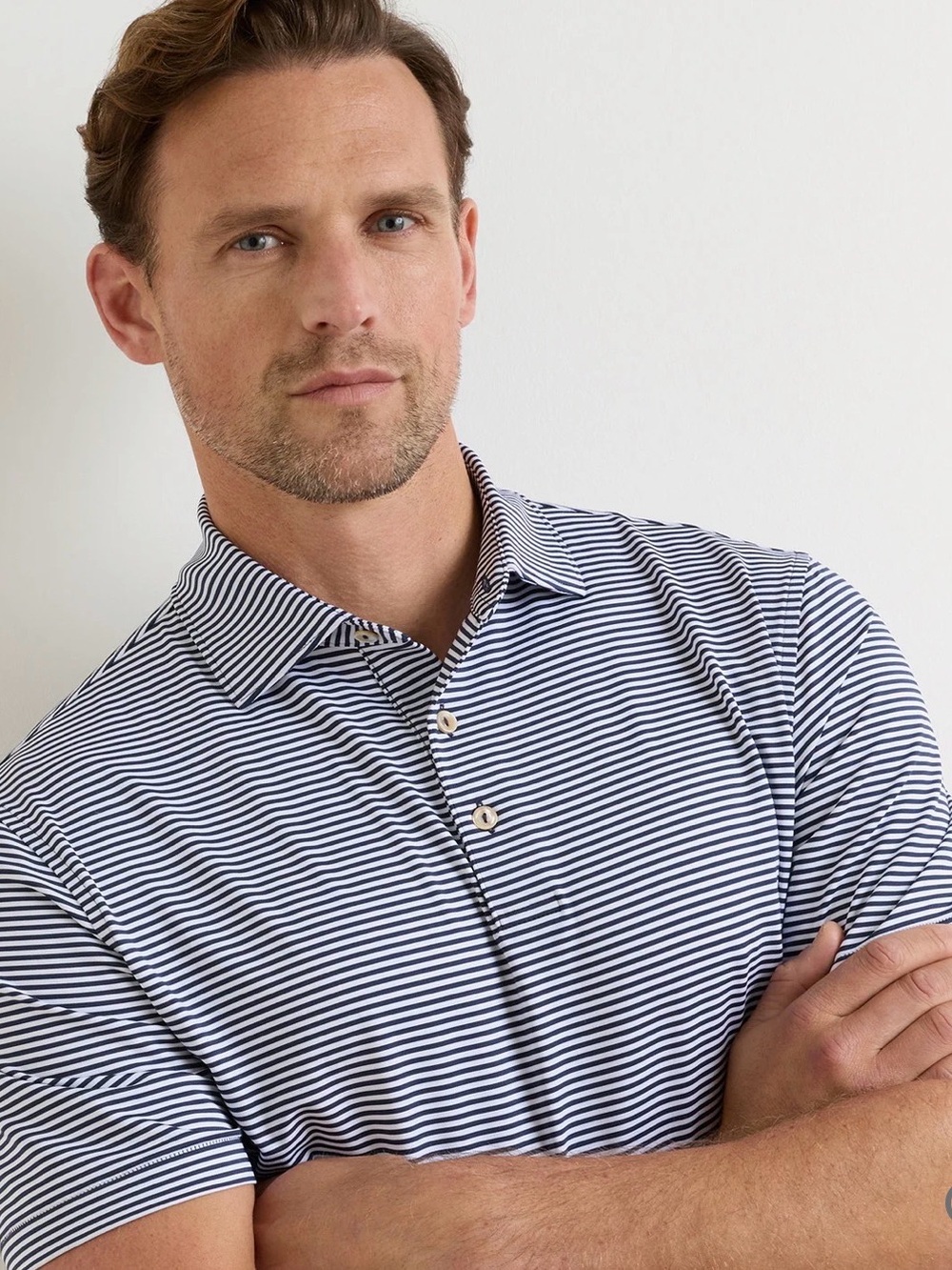 Peter Millar Navy and White Striped Polo / Peter Milar Golf Polo -Multiple Sizes